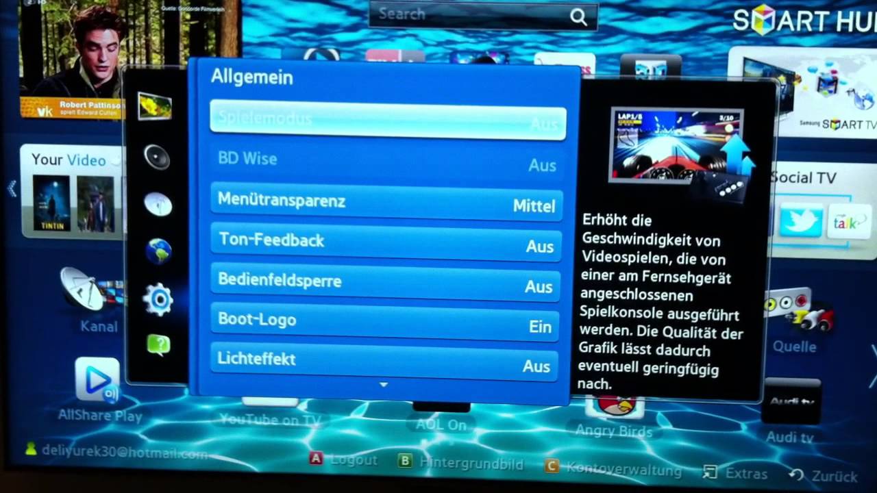 SAMSUNG 46 ES 8090 LED 3D Lichteffekt  Logo Ein und Aus