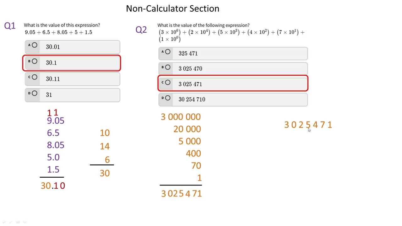 Math Proficiency Practice Test Part1 non calculator 2026