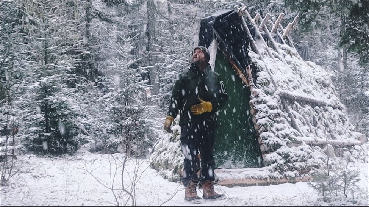 Stunningly Beautiful Snowy Conditions - Winter Camping in our Upgraded Heated Bushcraft Shelter!