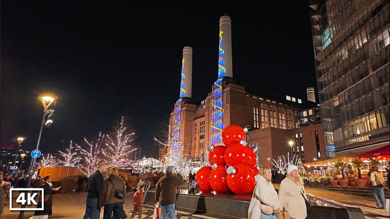 LONDON CHRISTMAS 2025 🎄 Battersea Power Station Comes Alive | Ice Rink, Lights & Igloos ✨ 4K HDR
