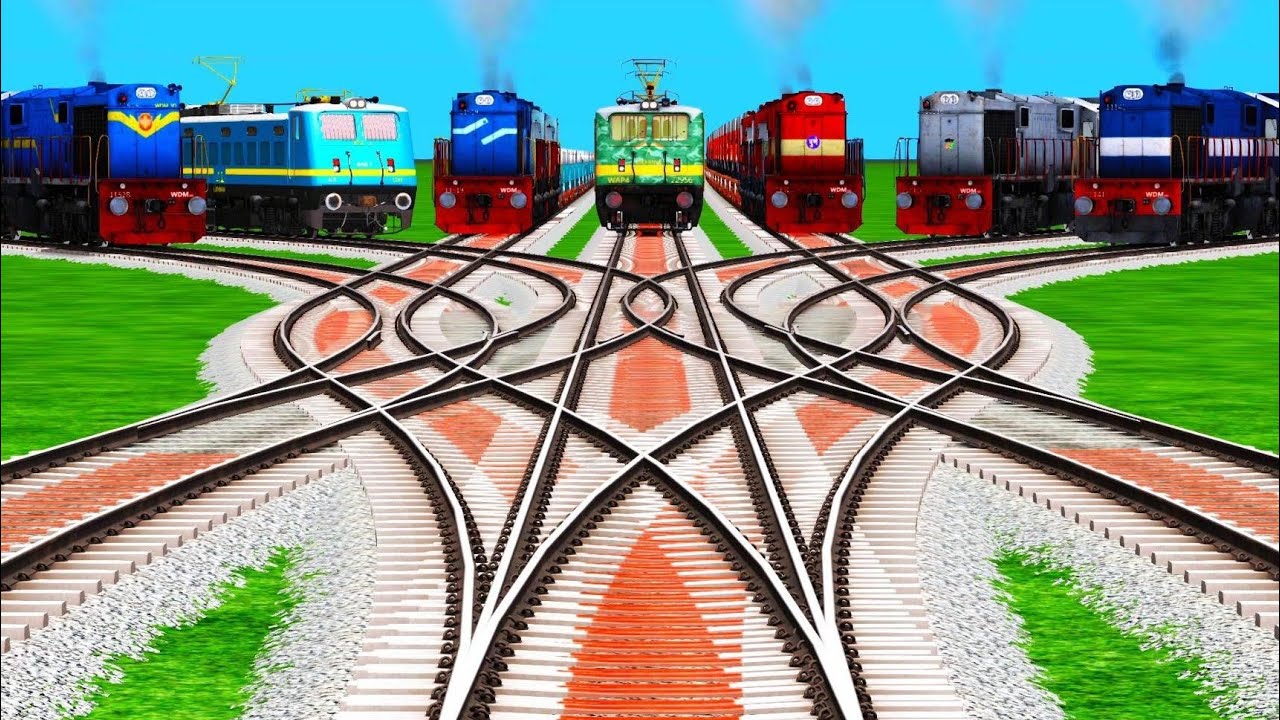 Train Crossing At Didmond Railroad Forked Track ll Forked Railroad Tracks ll Colorful Railroad Train