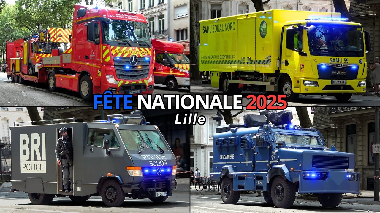 🇫🇷 NATIONALE FEESTDAG LILLE 2025 | Parade van Militaire en Hulpdienstenvoertuigen door de stad!