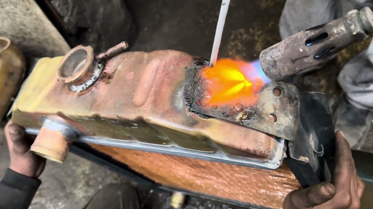 Tractor Radiator Repair Process | Joining Upper Copper Tanks