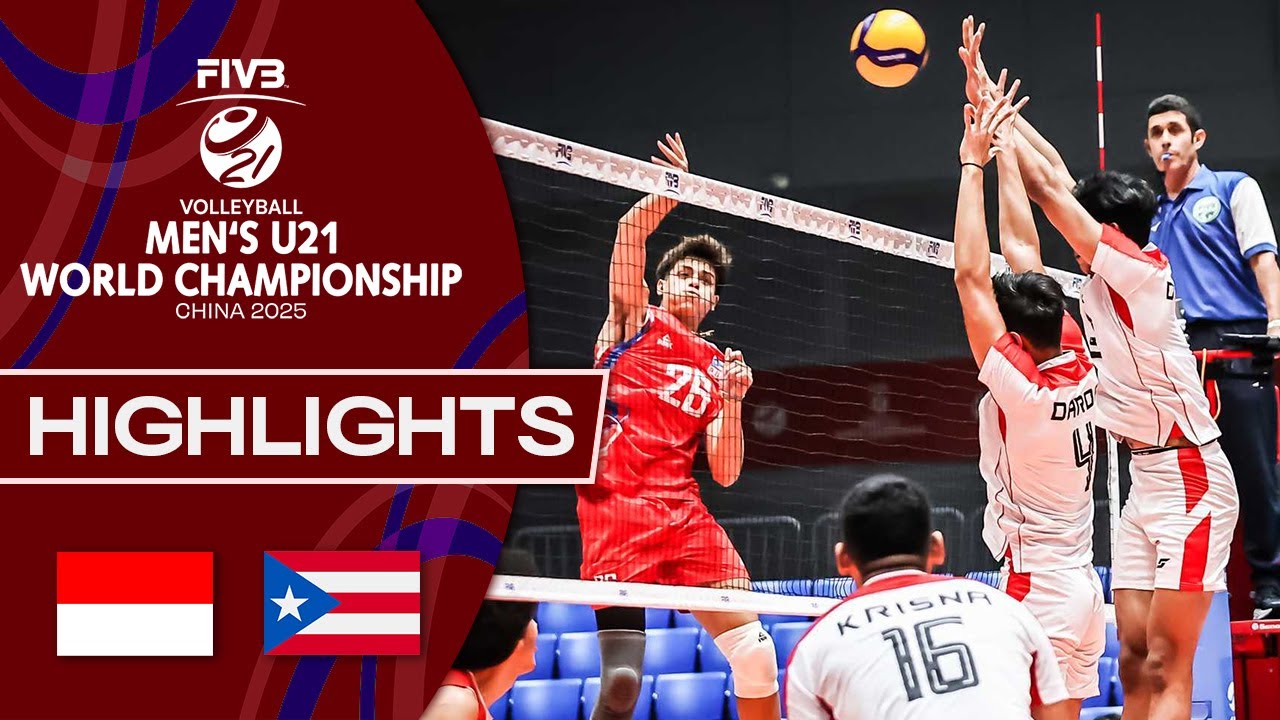 Indonesia 🇮🇩 vs. Puerto Rico 🇵🇷&nbsp; - Men's U21 World Championship | Highlights - Volleyball