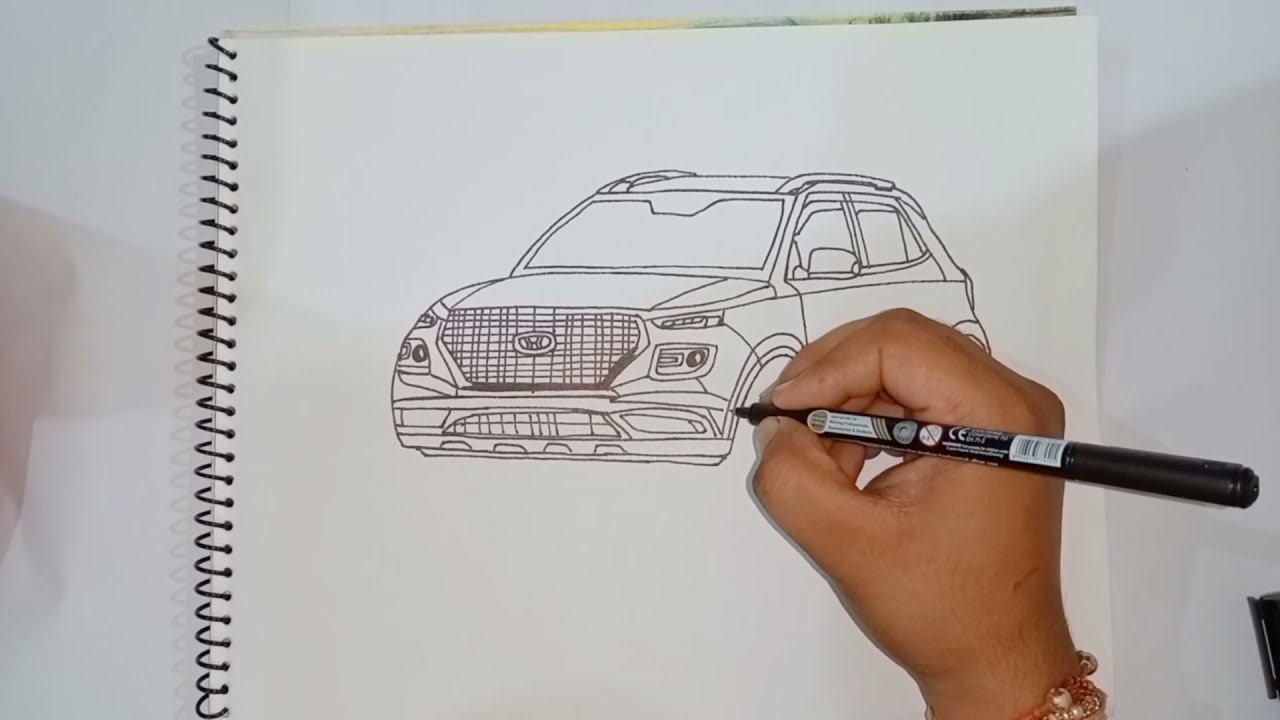 Draw Hyundai venue car step by step