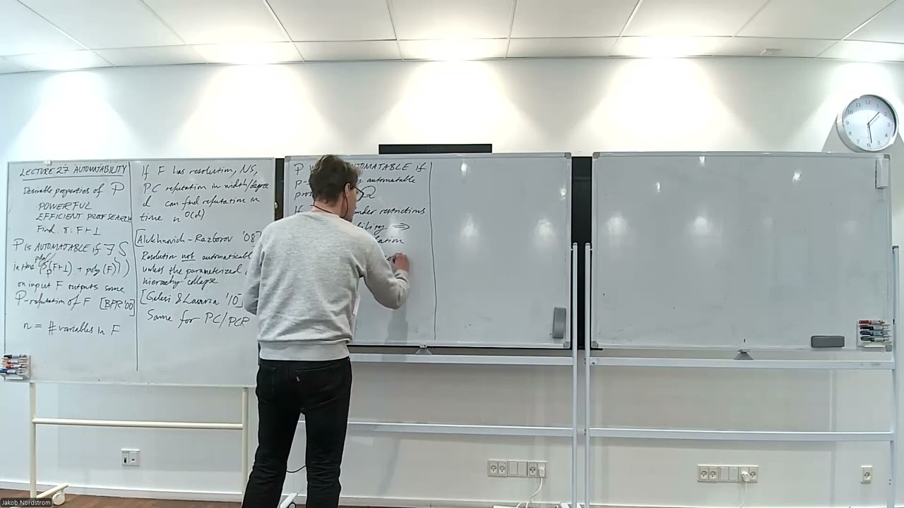 Proof complexity as a computational lens lecture 27: Non-automatability for resolution, NS, and PC