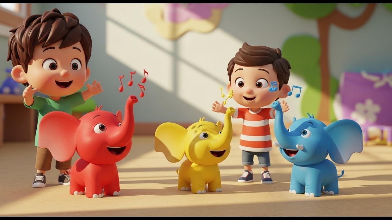 Tres Pequeños Elefantes de Juguete | Canción de Movimiento y Conteo para Niños