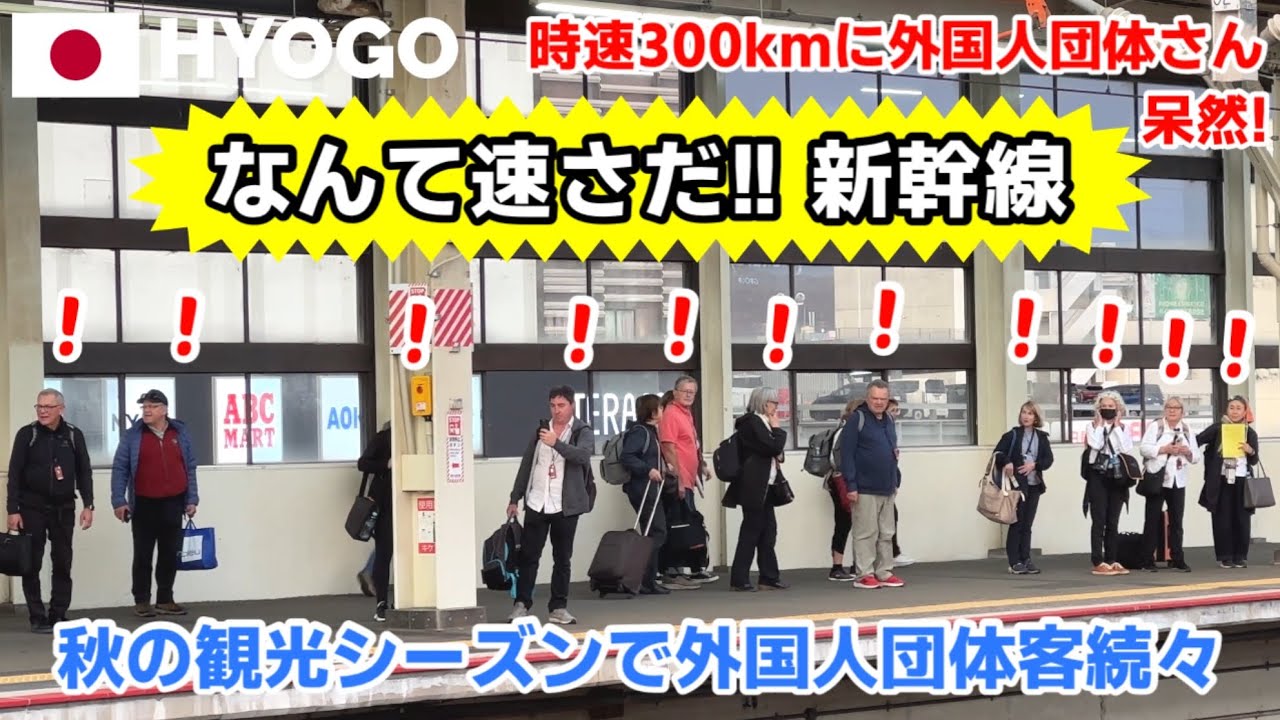 【海外の反応】外国人団体さん続々! 時速300km高速通過に驚き&歓声! 秋の観光シーズン🍁