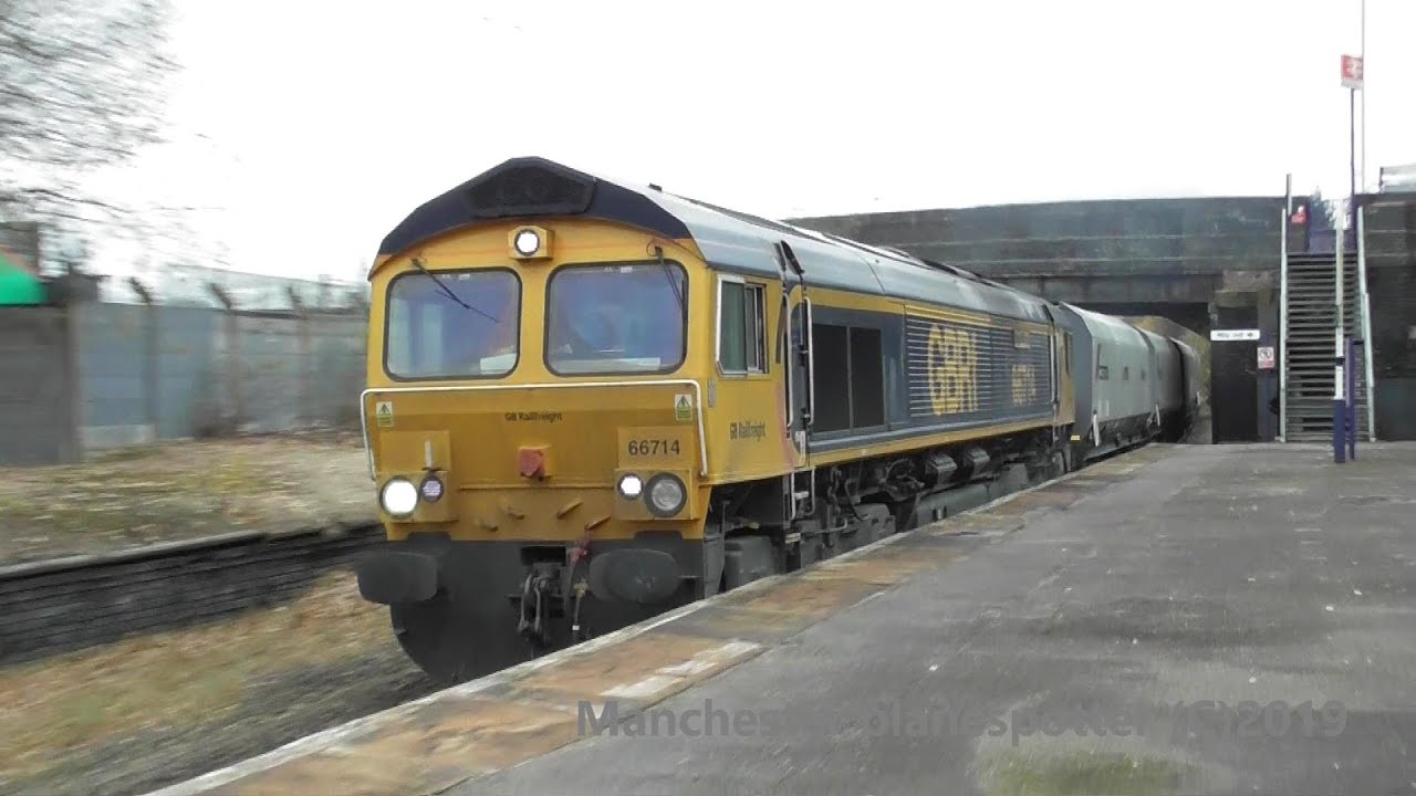 Visit To Reddish South Station With GBRF Class 66714 On 6J46 stone train on the 23/11/2019