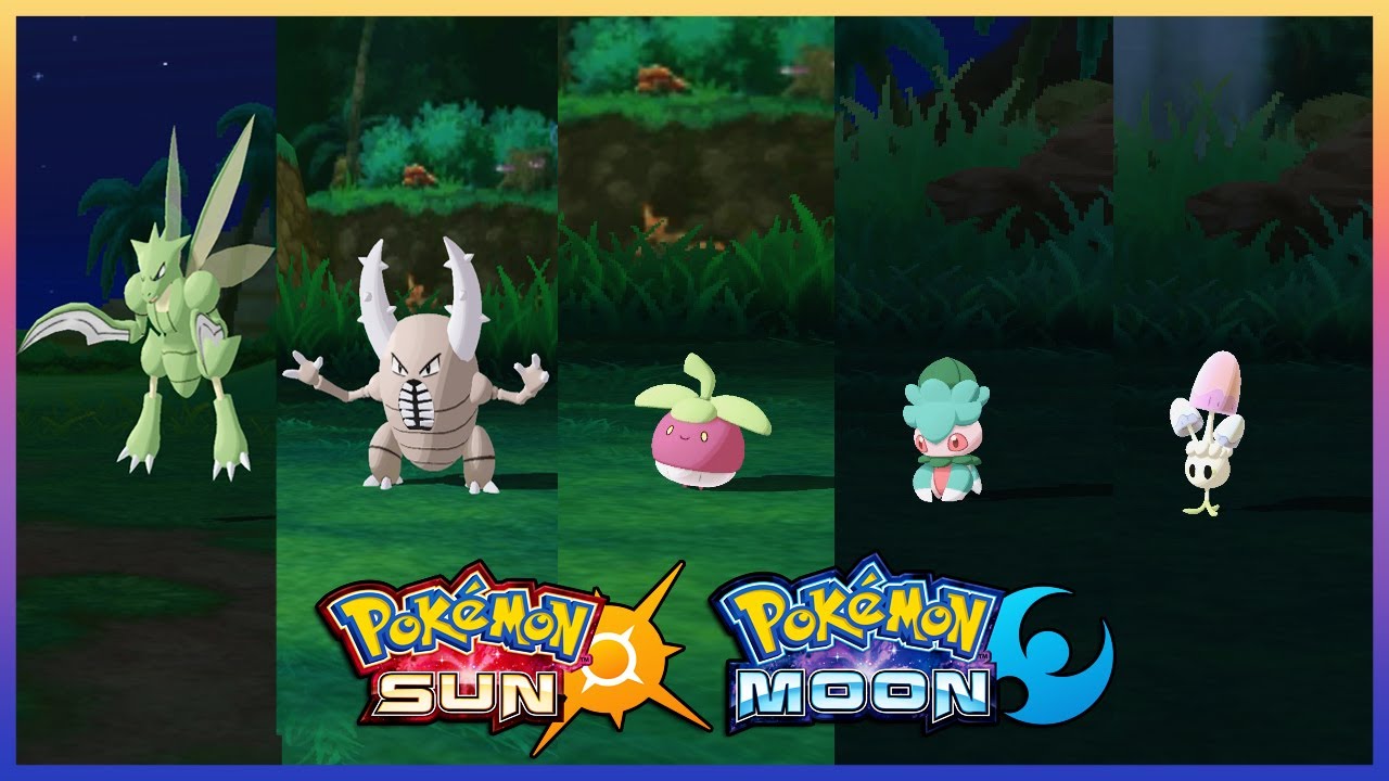 Pokemon Sun & Moon - Scyther,Pinsir,Bounsweet,Fomantis & Morelull Locations