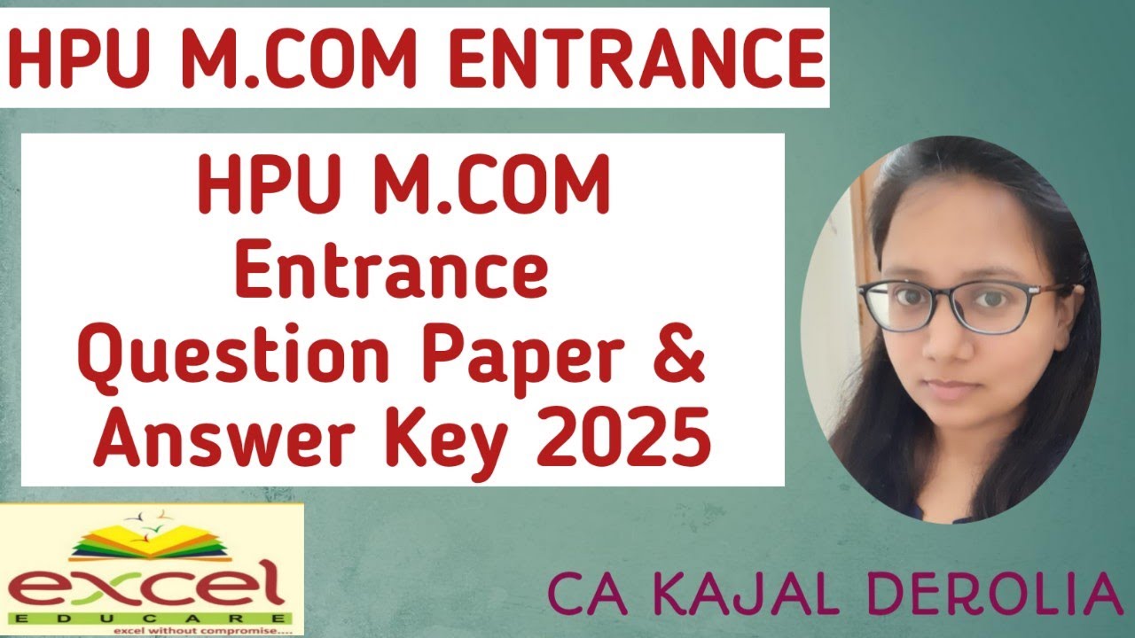 HPU M.com Entrance Question Paper & Answer of 2025 | M.Com Entrance Exam 2025 | Answer Key |