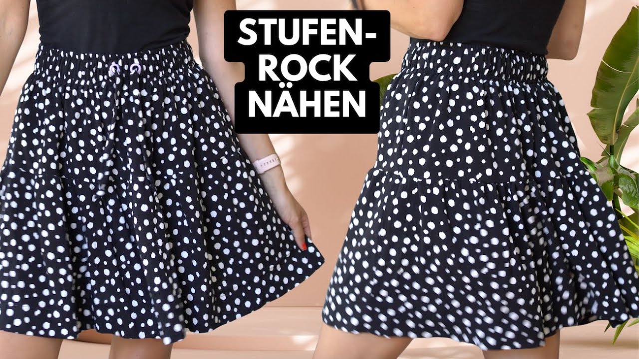 Schönen Rock nähen für Anfänger ohne Schnittmuster mit Stufen in deiner Wunschlänge