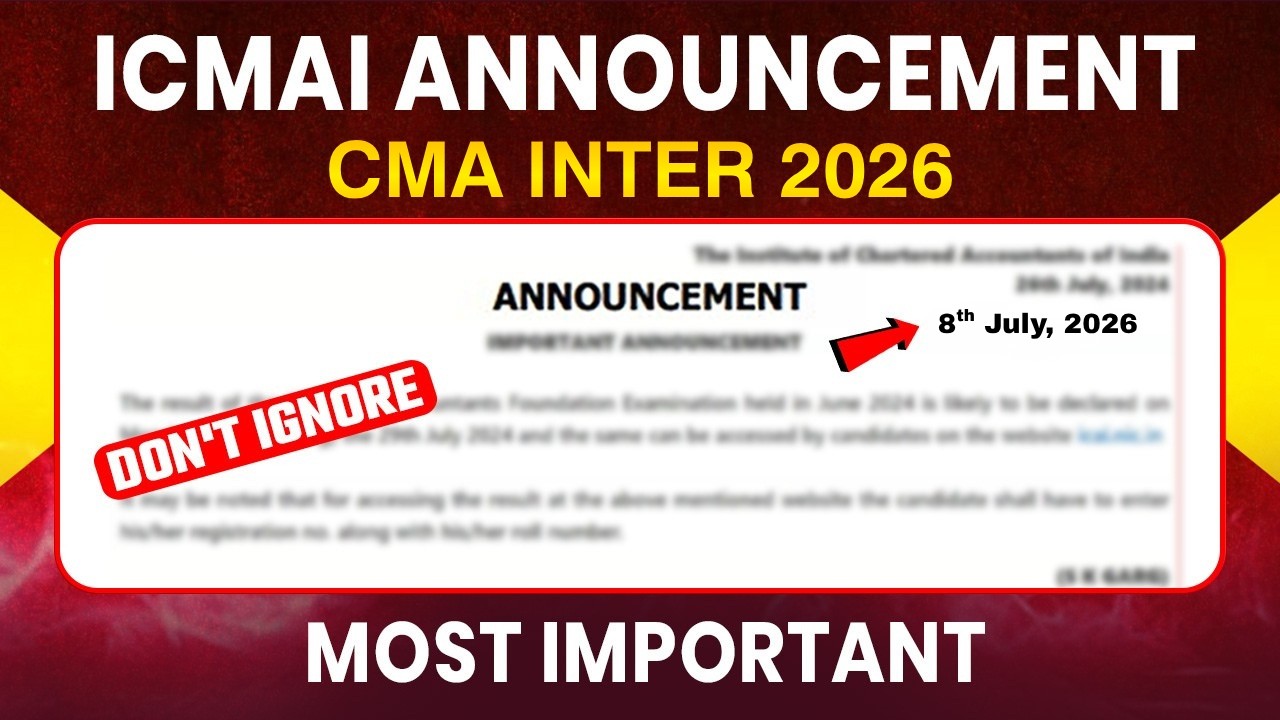 ICMAI Important Announcement | CMA Inter 2026 | CMA Scholarship Scheme | ICMAI Scholarship