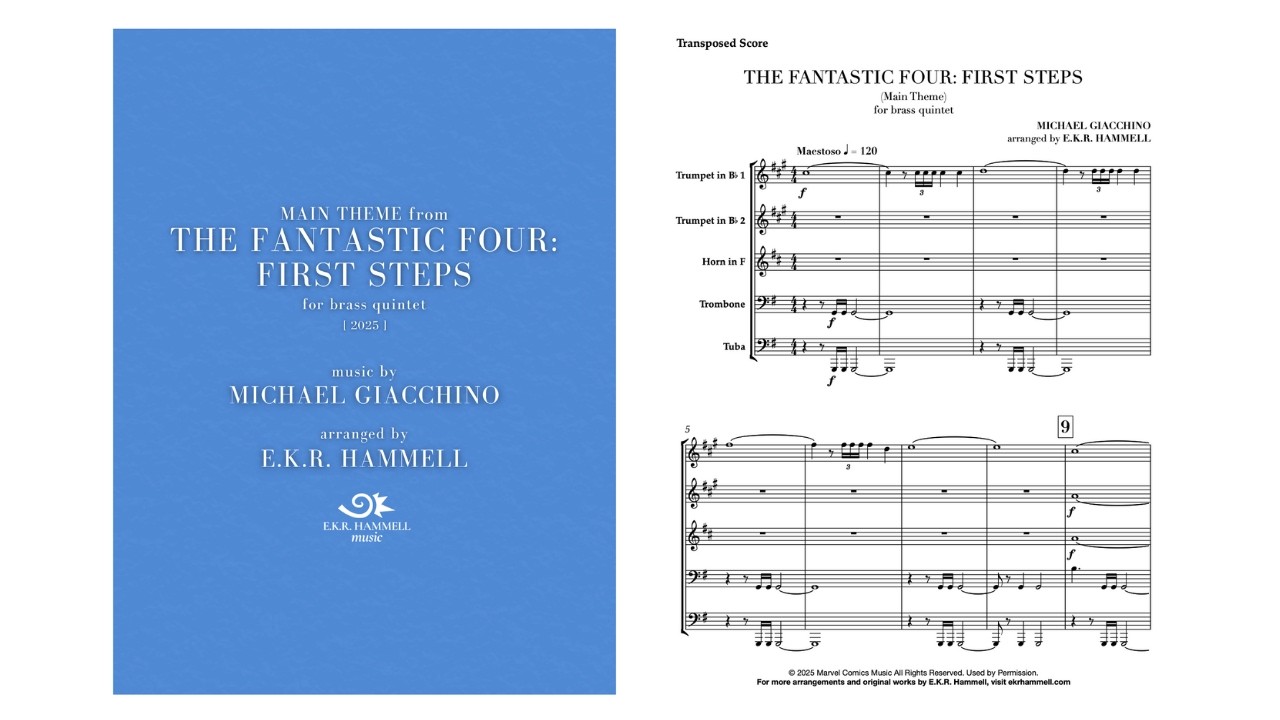 “Fantastic Four: First Steps” Main Theme - arr. for brass quintet | E.K.R. Hammell [SCORE VIDEO]