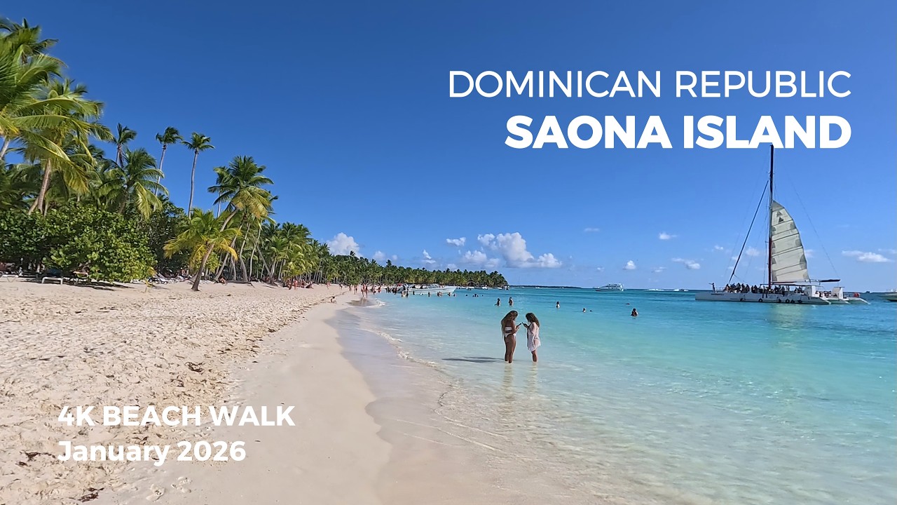 Dominican Republic, Saona Island: Western side beaches, 4K Highlights of the beach walk