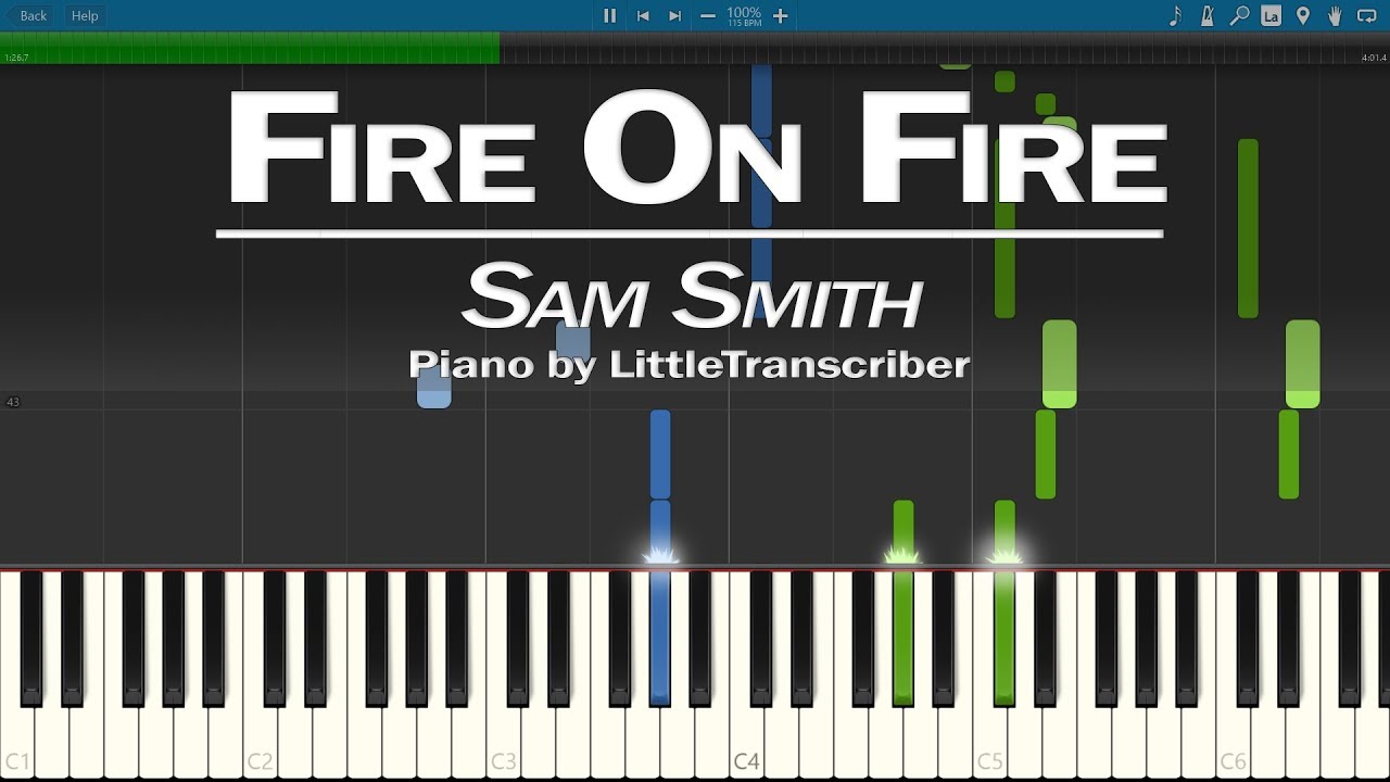 Sam Smith - Fire On Fire (Piano Cover) Synthesia Tutorial by LittleTranscriber