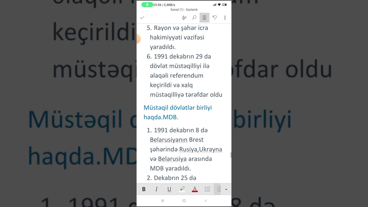 Azərbaycanın dövlət müstəqilliyinin bərpa edilməsi.
