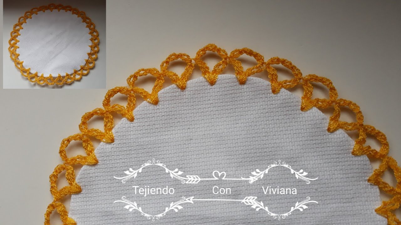 Orilla #51 tejida a crochet (una sola vuelta) para servilleta de recuerdo