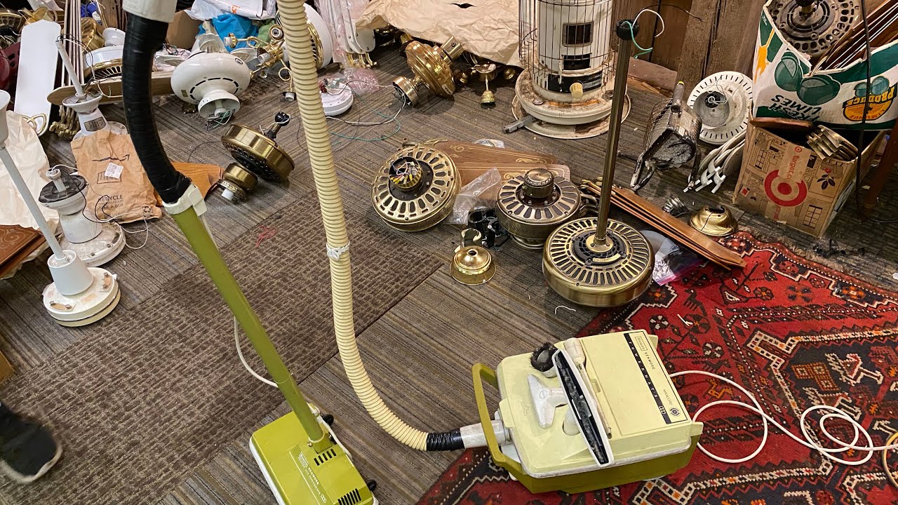 Late 60s Olive green short canister Sears Kenmore Magicord Powermate canister vacuum