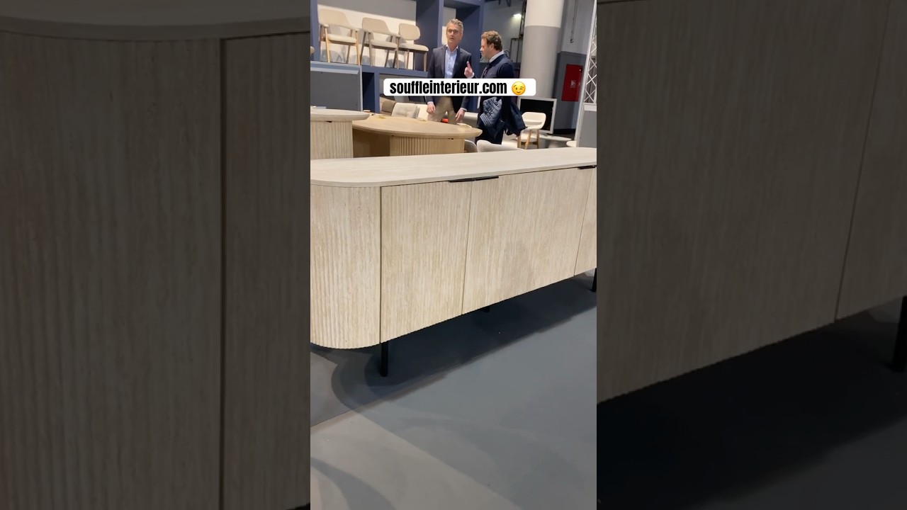 Buffet 4 portes effet travertin pieds métal noir - souffleinterieur.com