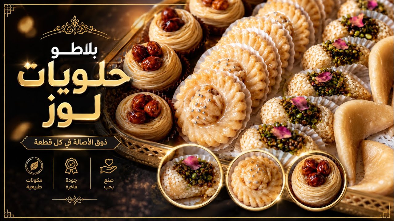 بلاطو لوز مشكل| بنصف كيلو لوز فقط ❗60 حبة أشكال راقية ومذاق أروع