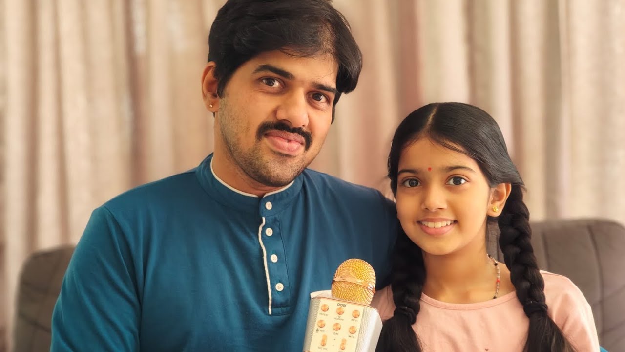 Kanmani anbodu.. Tamil song Karaoke singing  -Sudarshana Pattaje & Aradhya Pattaje 
