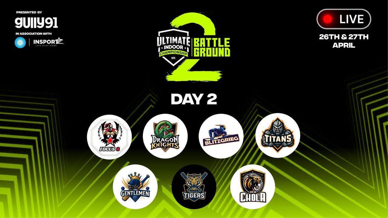 UIC Battleground Season 2 | Day 2 | Indoor Cricket LIVE | Gully91 | IISF | Insportz Arena Bengaluru
