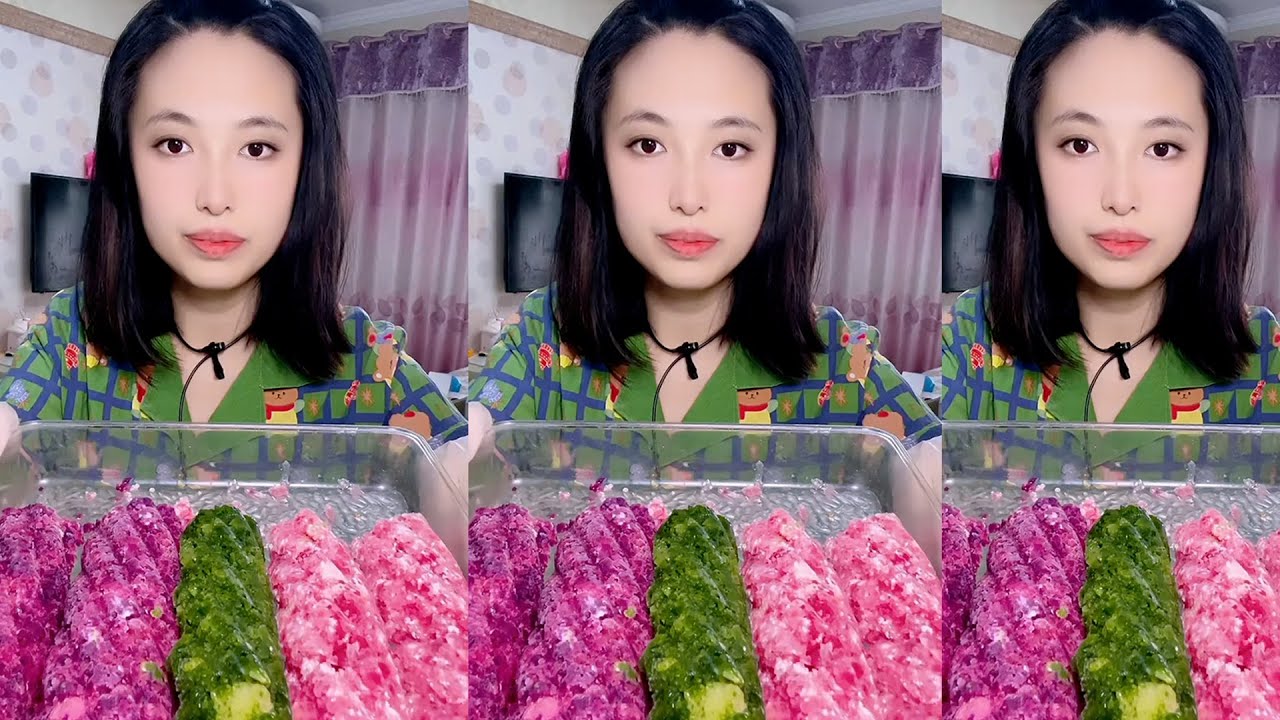 ASMR ICE EATING WHITH MATCHA + MILK POWDER + PASSION FRUIT #eatingice #mukbangiceeating