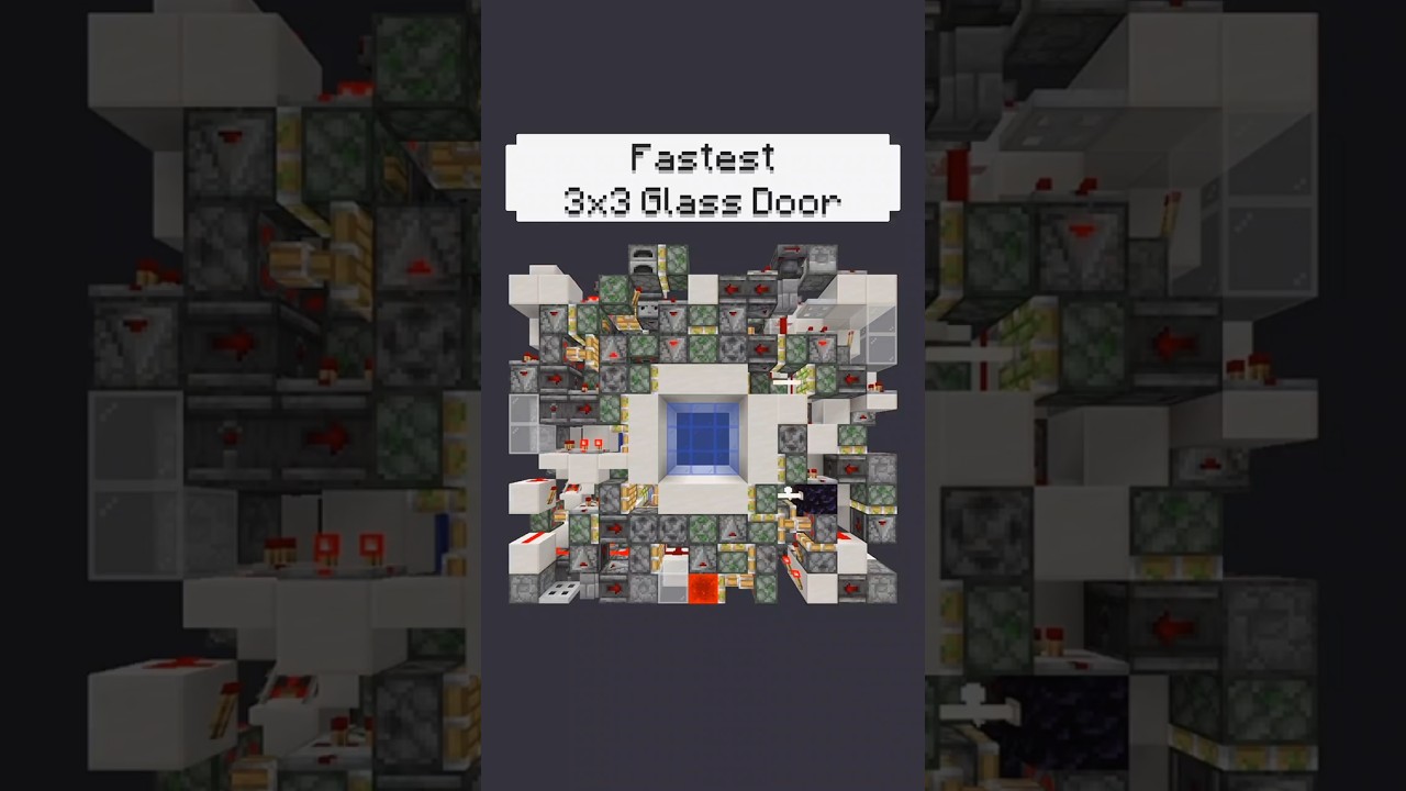 Fastest 3x3 Glass door in Bedrock Edition! #minecraft #mc #gaming #pistons #doors #shorts