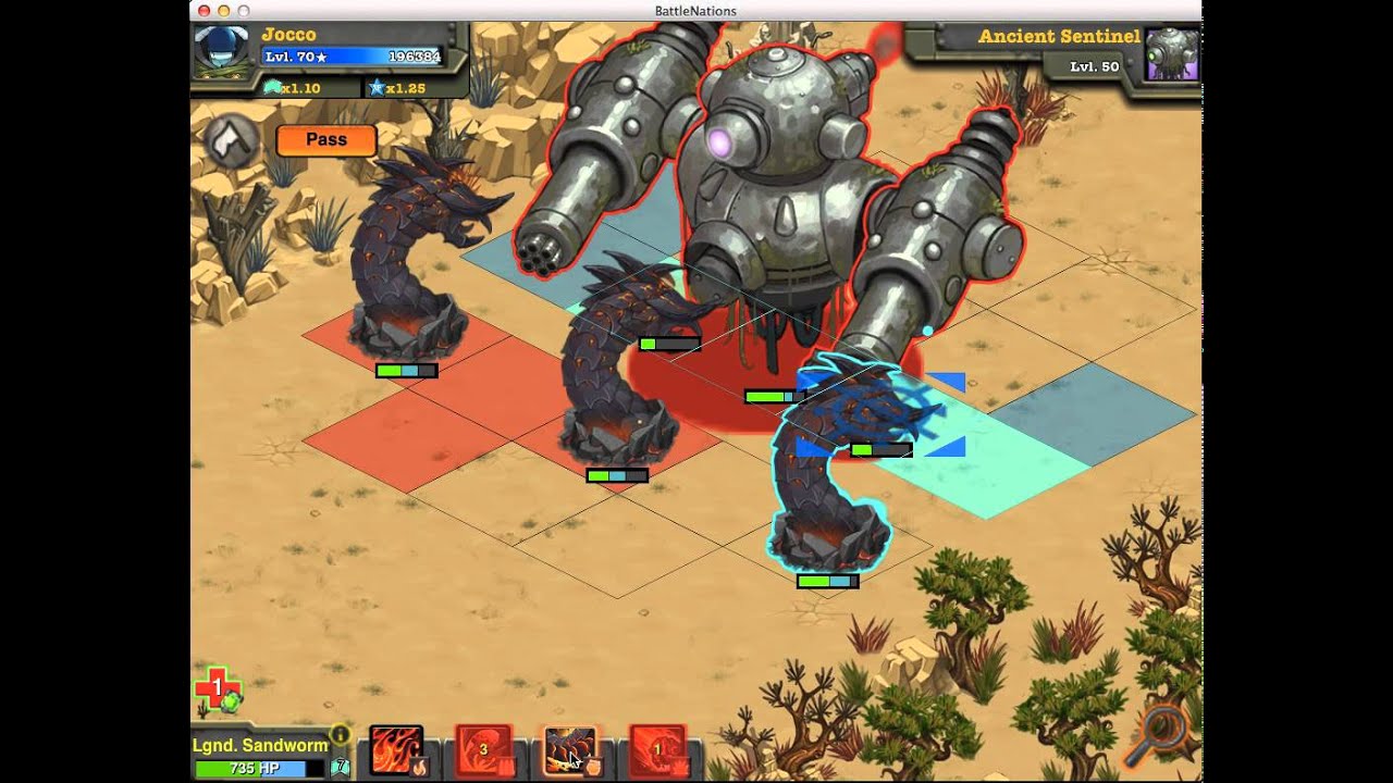 Battle Nations Legendary Sandworms vs Ancient Sentinel