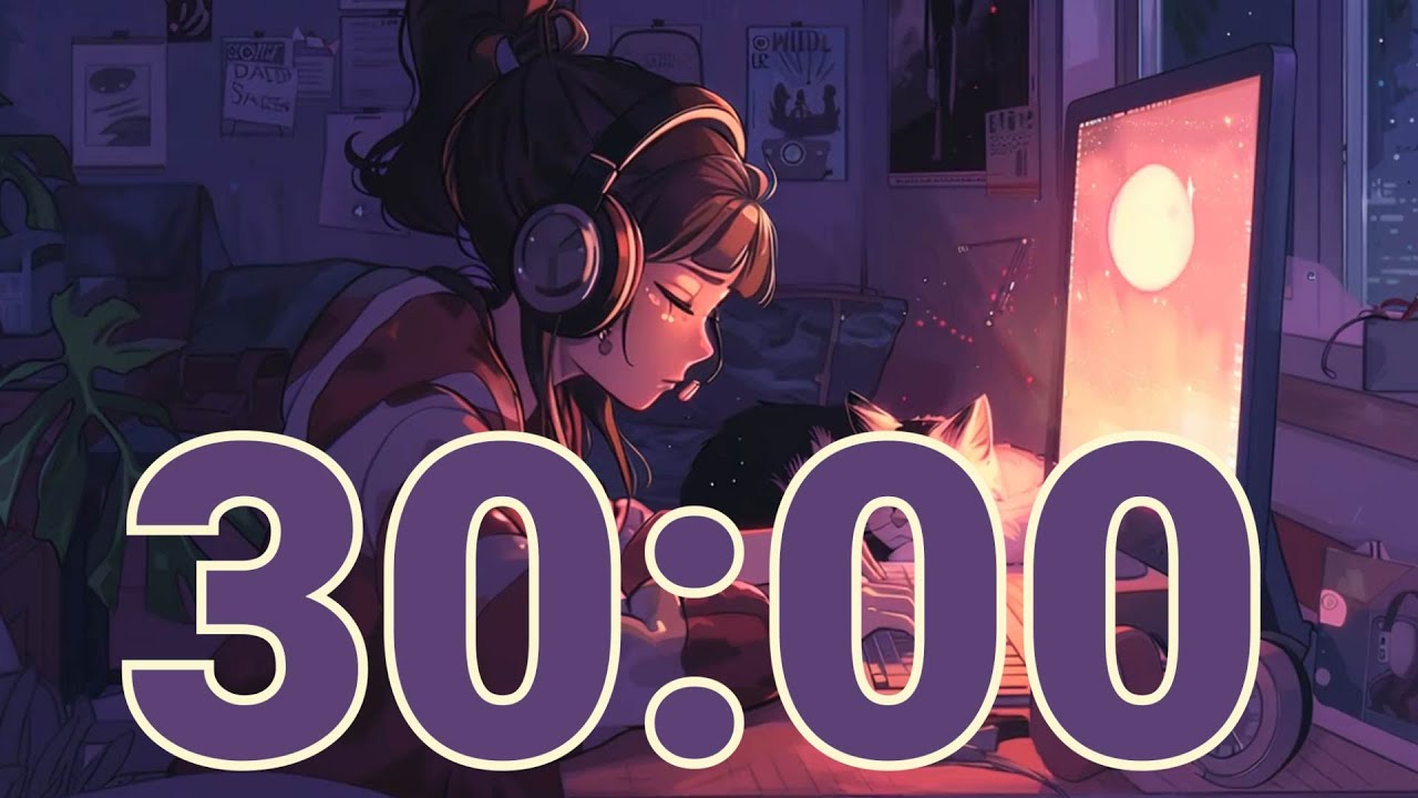 30 Minute LoFi Timer ⏱️ Big Number Countdown | Study, Work & Focus | LoFi Tracks Countdown