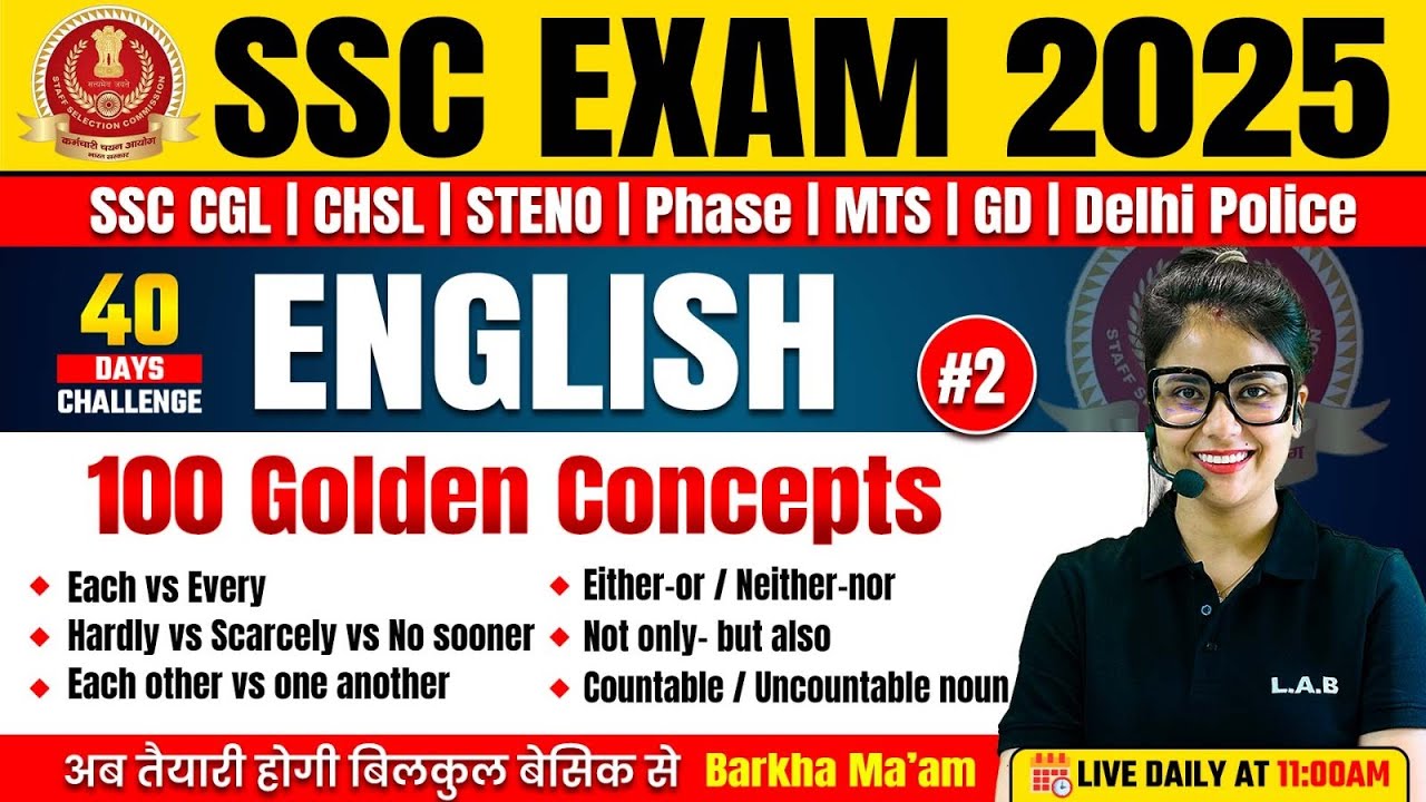 Top 100 Golden English Grammar Rules | SSC Exams 2025 | English Classes by Barkha Mam #2