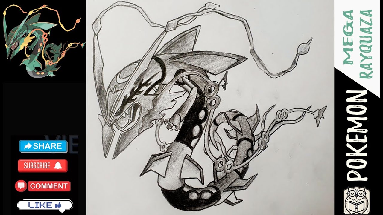 How to Draw Mega Rayquaza Step by Step | Pokemon Art & Pencil drawing Tutorial