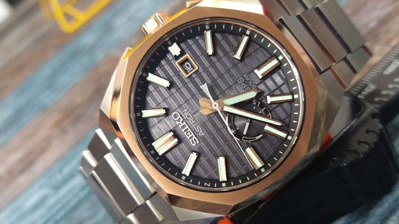 Seiko Astron SSJ014 3X62 Rose Gold GPS Solar Titanium Grey Dial