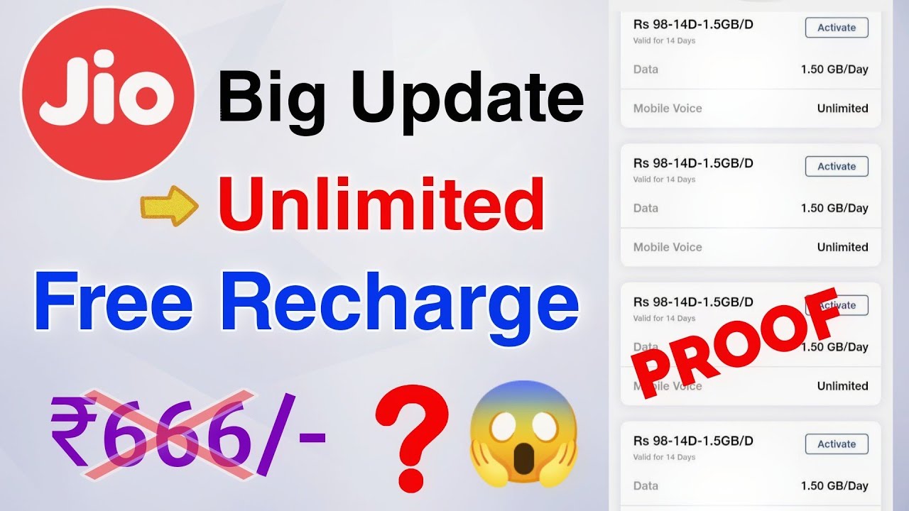 Jio Free Recharge Unlimited Loot 😍 | Jio Free Data Recharge | Jio New offer | jio new plan | jio 98