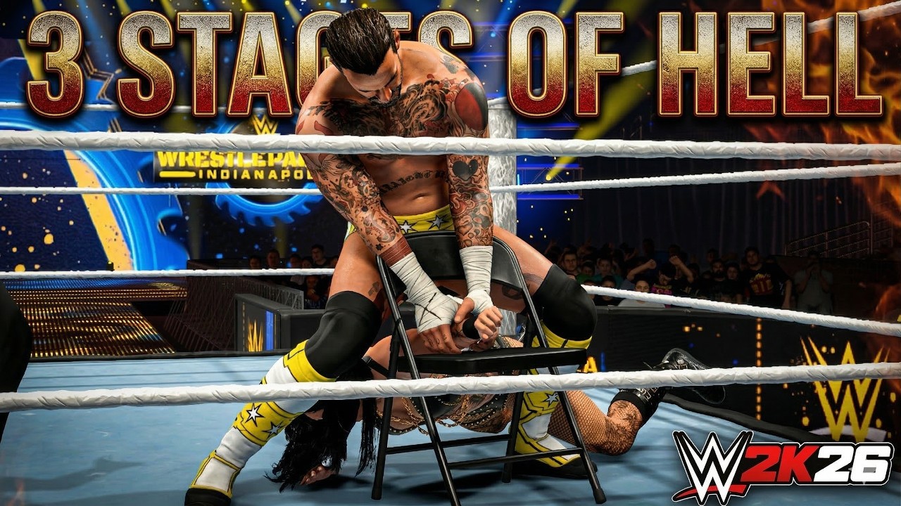 WWE 2K26 - CM Punk vs Rhea Ripley | 3 Extreme Stages Of Hell