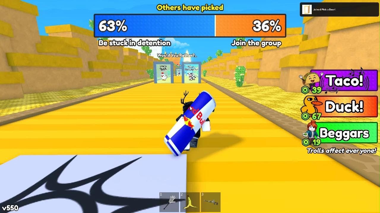 Playing would you rather but it comes true on roblox