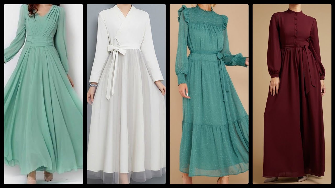 simple & Stylish Plain chiffon long maxi designs 2020 - simple plain maxi dresses ideas for girls