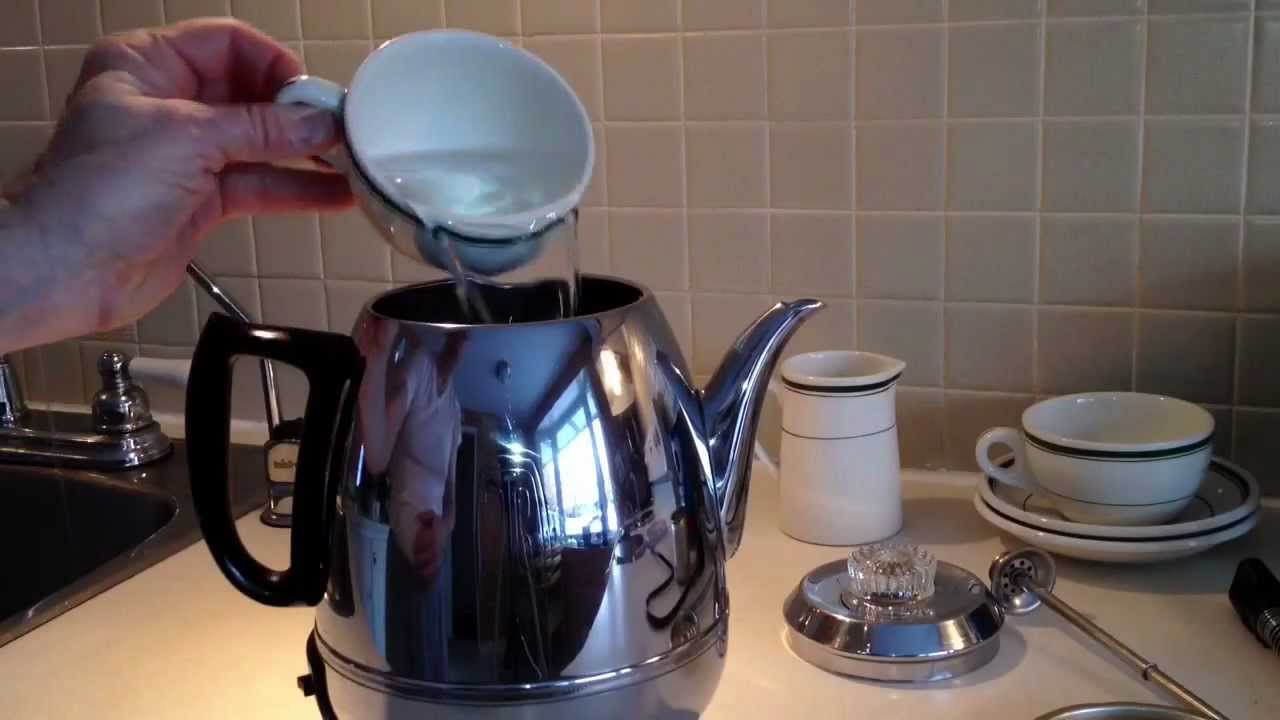 General Electric Coffee Percolator pot belly 1950's vintage Model P410A Stainless Steel #percolator