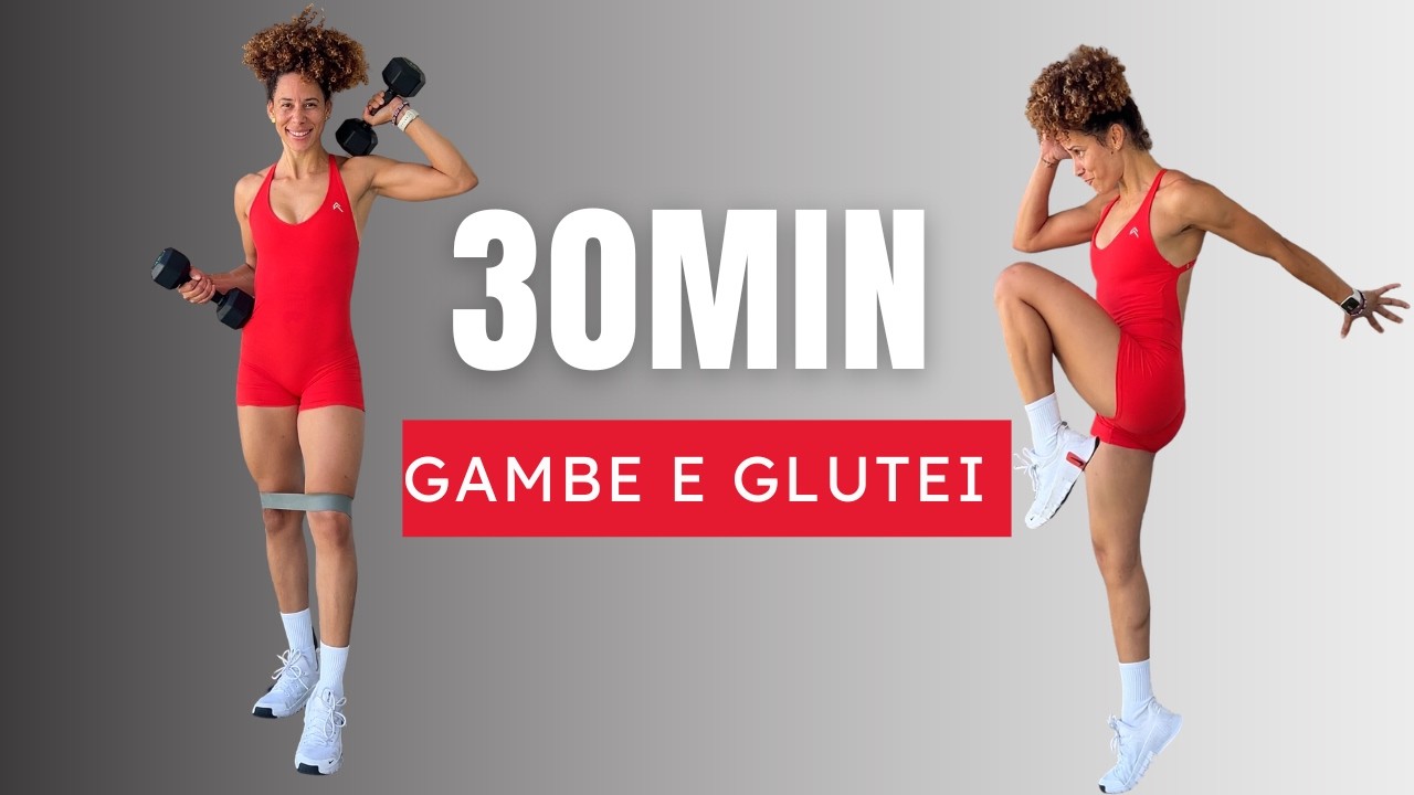 30MIN| Gambe e Glutei con l'elastico e manubri | Forza & Potenza | Allenamento da casa