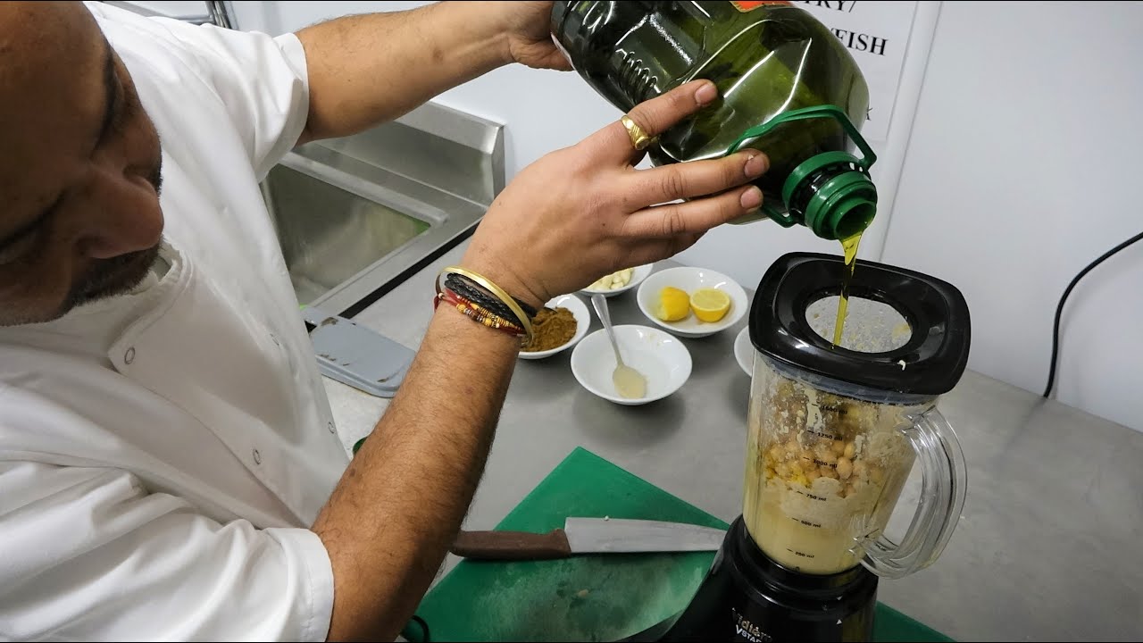 Fresh made Hummus Recipe as used in Falafel Sandwich Wraps | Middle Eastern Food at K's Cafe London