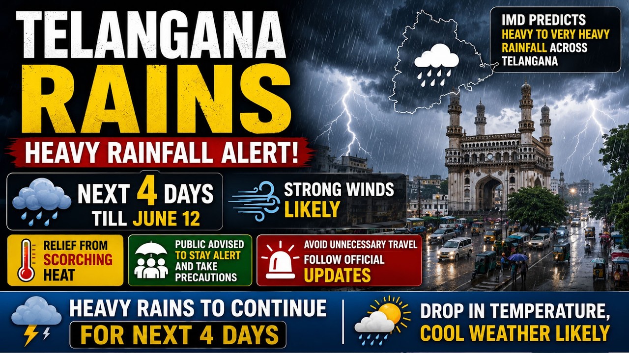 Telangana Rain Alert | Heavy Rains Expected to Bring Relief from Heatwave