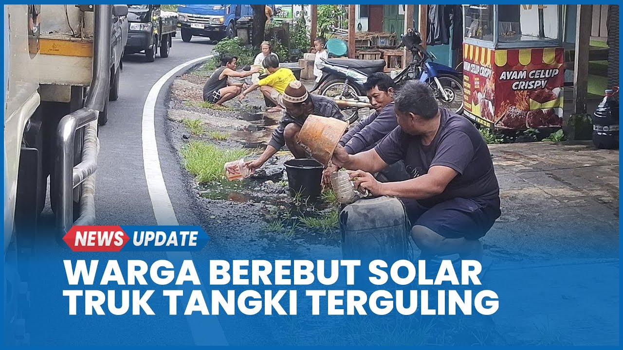 Kecelakaan Kalijambe Purworejo, Warga Berebut Tampung Solar dari Truk Tangki Terguling