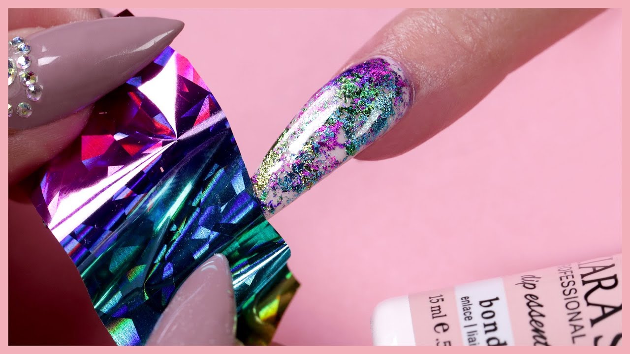 Foil Transfer Nail Design | Dip Powder