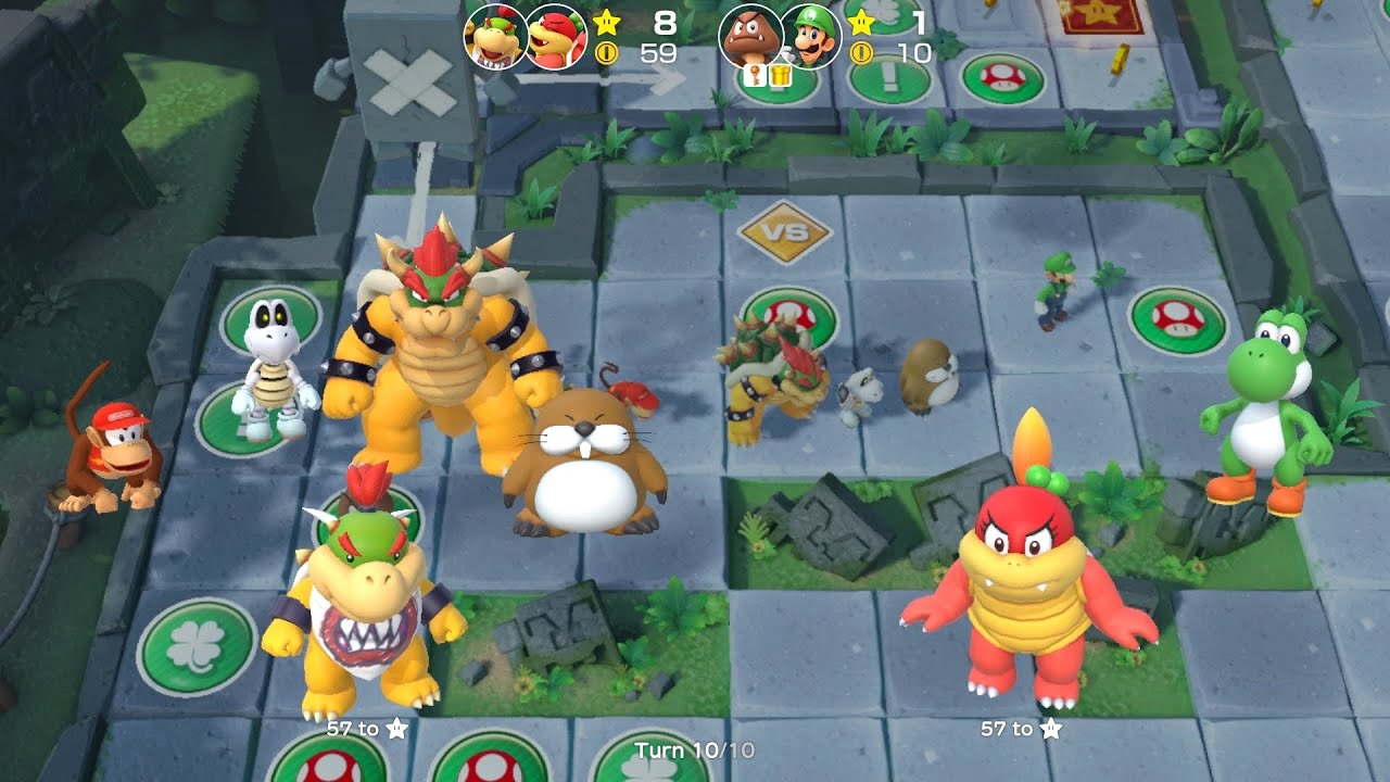 Super Mario Party Partner Party #1909 Domino Ruins Bowser Jr & Pom Pom vs Goomba & Luigi