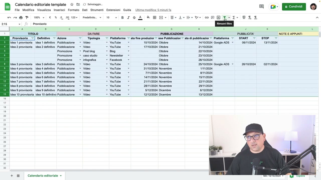 Cosa &egrave; il calendario editoriale e come crearlo [tutorial italiano]