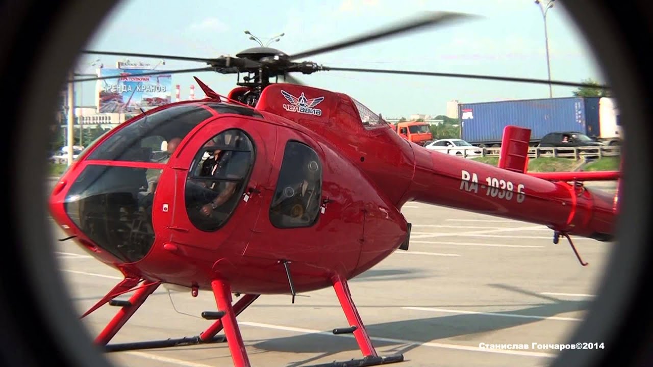 McDonnell Douglas MD 520N RA 1038 G engine start up, take off.HeliRussia 2014
