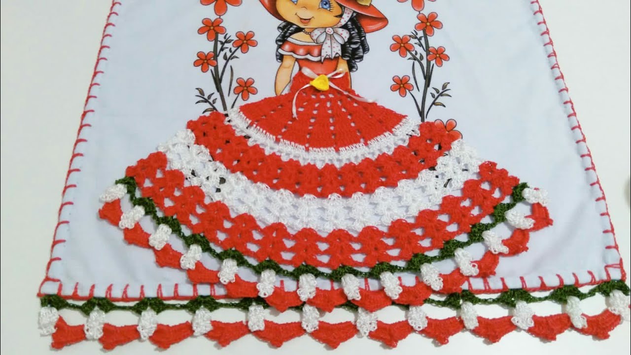 Saia de Crochê Para Boneca de Pano de Prato Naty (Canhoto)#passoapasso #cidaduartecrochê