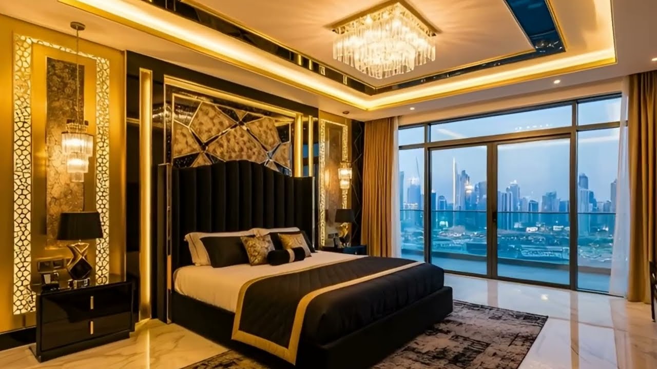 Inside Ultra Luxury Mansion in Dubai  Gold & Black $80M Villa Tour