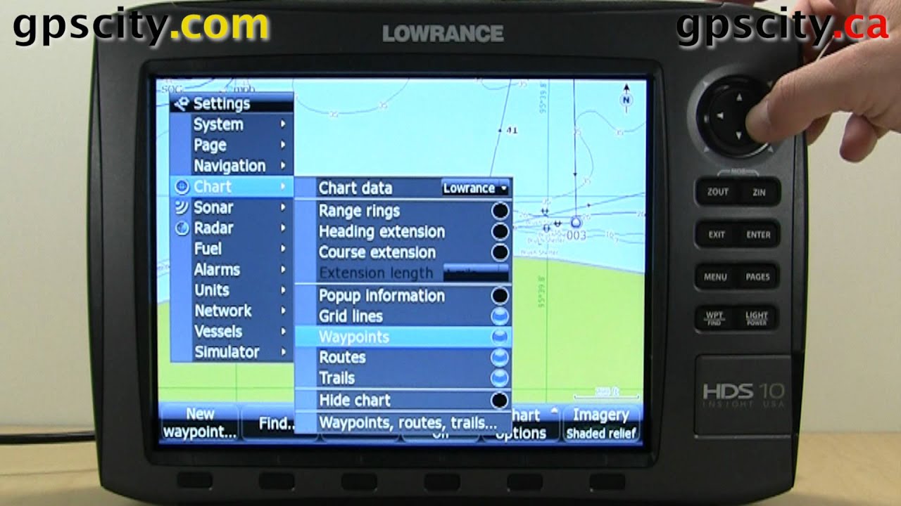 Chart Settings in the Lowrance HDS 10 Generation 2.